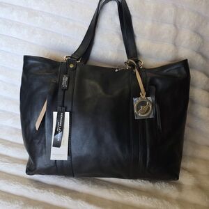 Genuine Leather Black Shoulder Tote - Women’s Everyday Bag